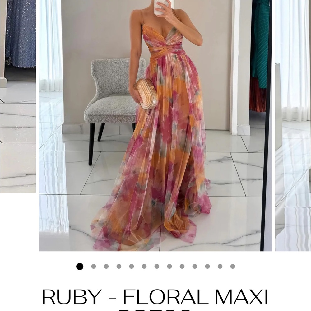 Floral Maxi Dress in Pink and Orange - Open Back